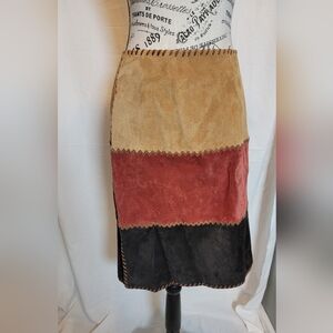 Bagatelle Colorblock Suede Skirt